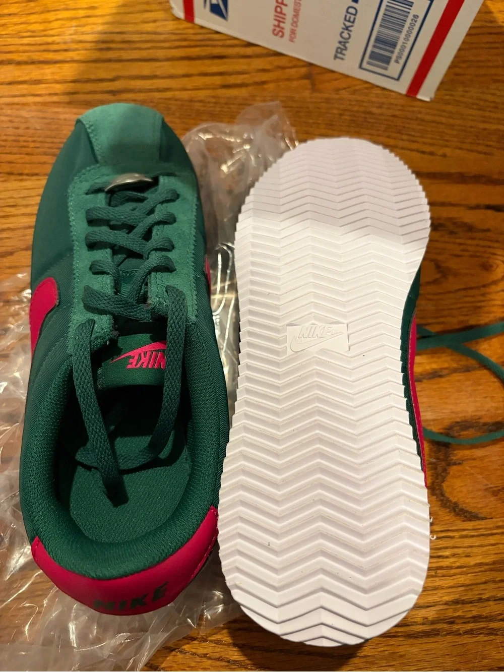 Nike Kids Green and Hot Pink Cortez Sneakers 6.5Y fits 8W